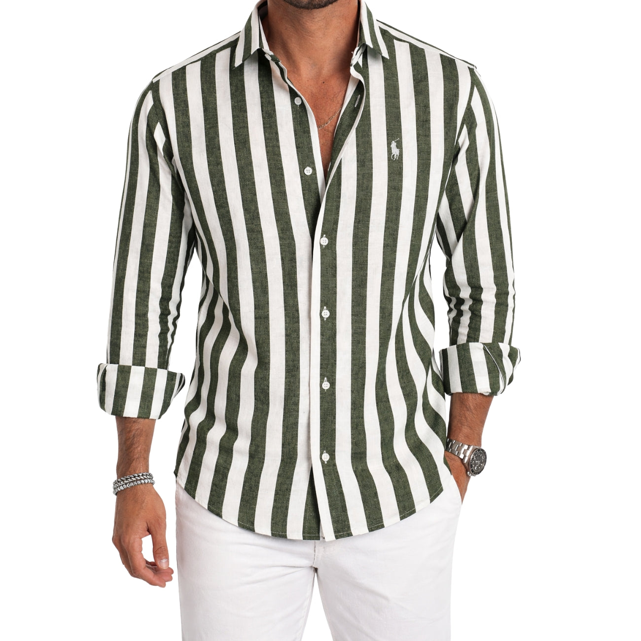 Camicia Casual a Righe Morbide — PREZZO DI LIQUIDAZIONE