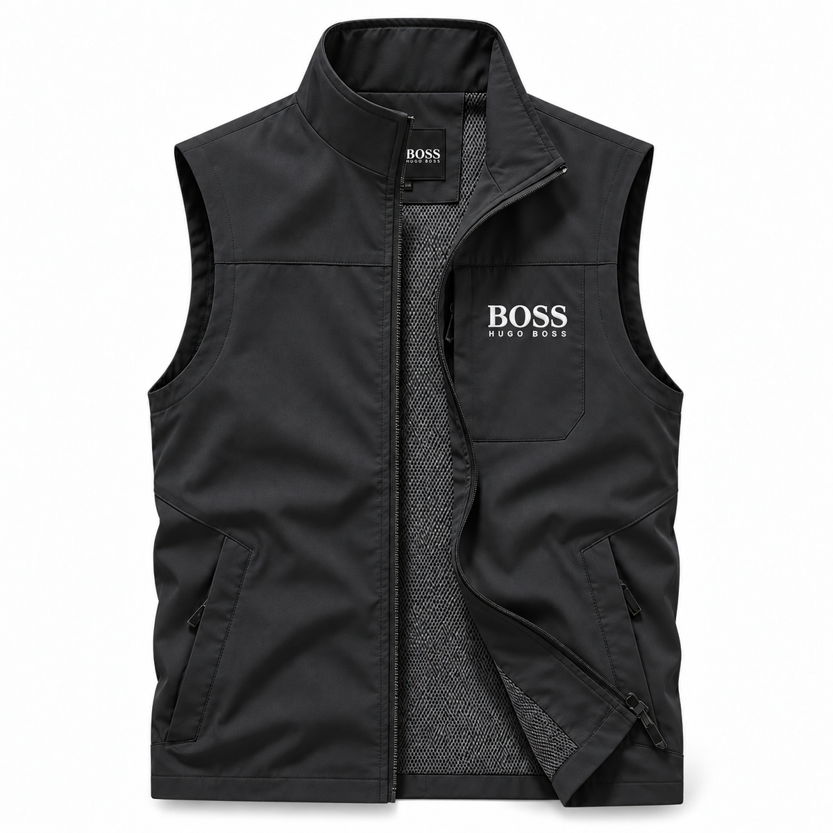 Gilet à Col Montant avec Poches Zippées pour Hommes