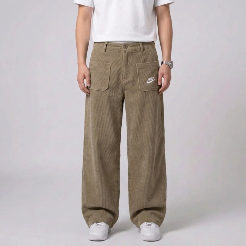Pantalon Relaxed Texturé avec Poches pour Femme