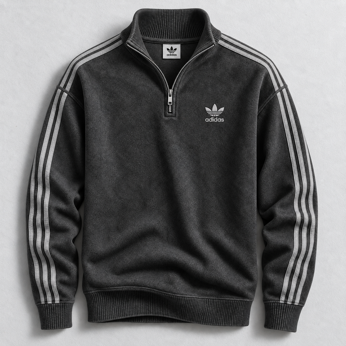 Sweat à col zippé court à trois rayures pour hommes