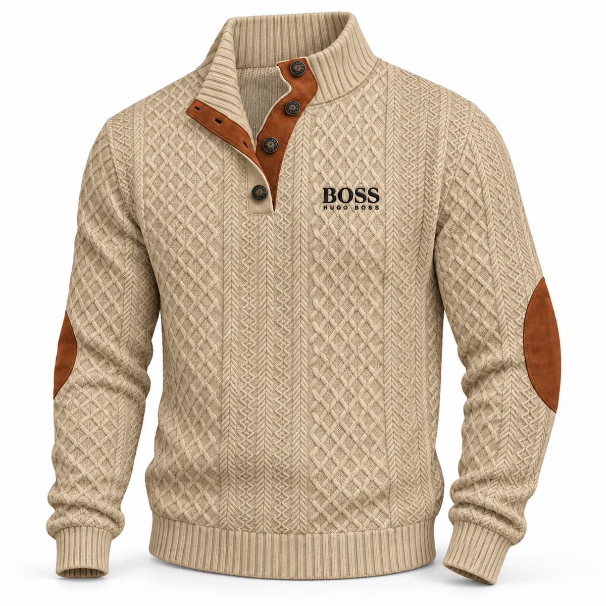 Pull Homme à Col Boutonné Texturé