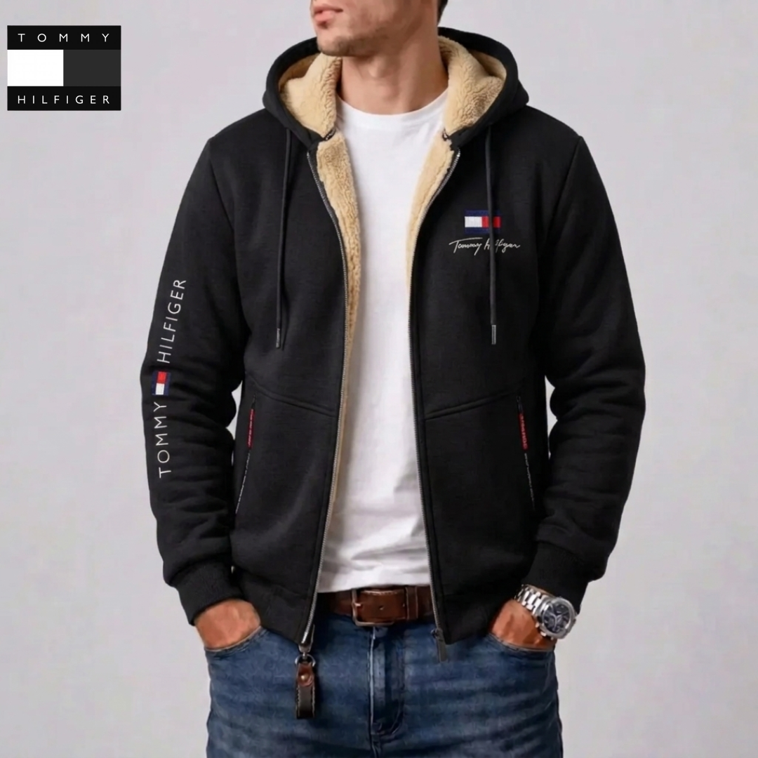 Veste à Capuche Zippée Complète avec Doublure Contrastée pour Homme
