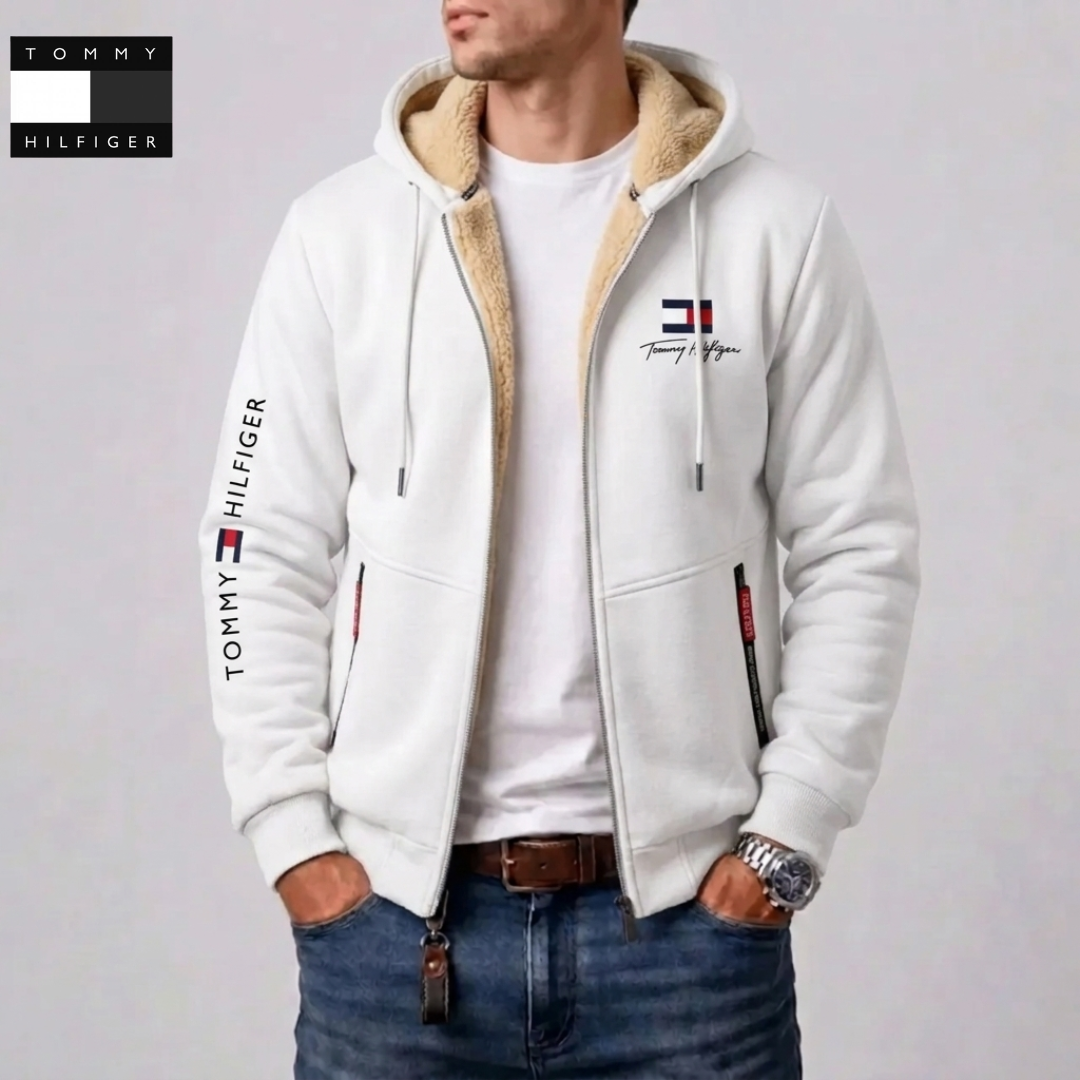 Veste à Capuche Zippée Complète avec Doublure Contrastée pour Homme
