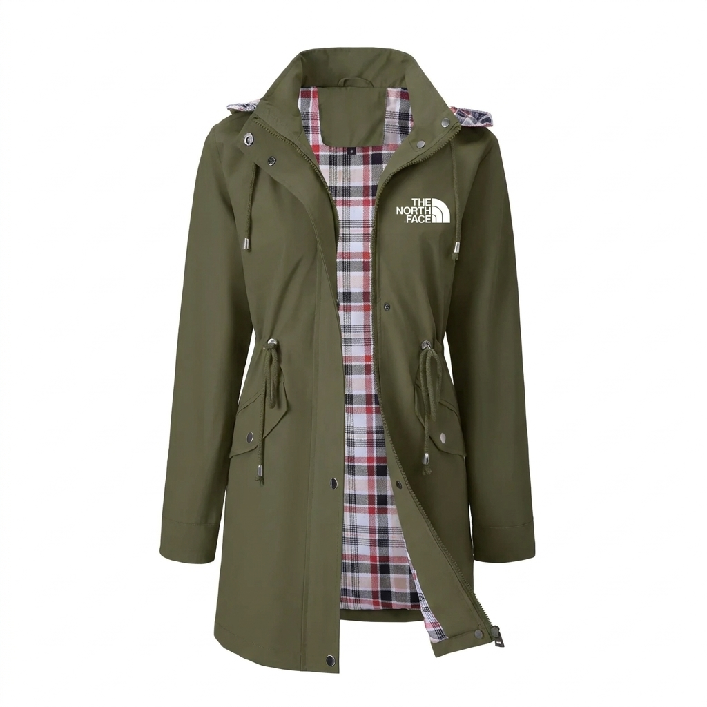 Parka à Capuche avec Doublure à Carreaux pour Femme