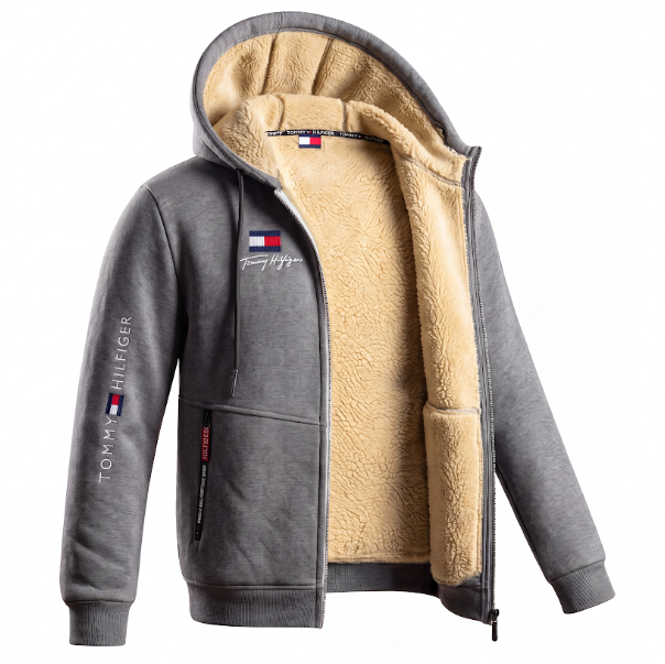 Veste à Capuche Zippée Complète avec Doublure Contrastée pour Homme