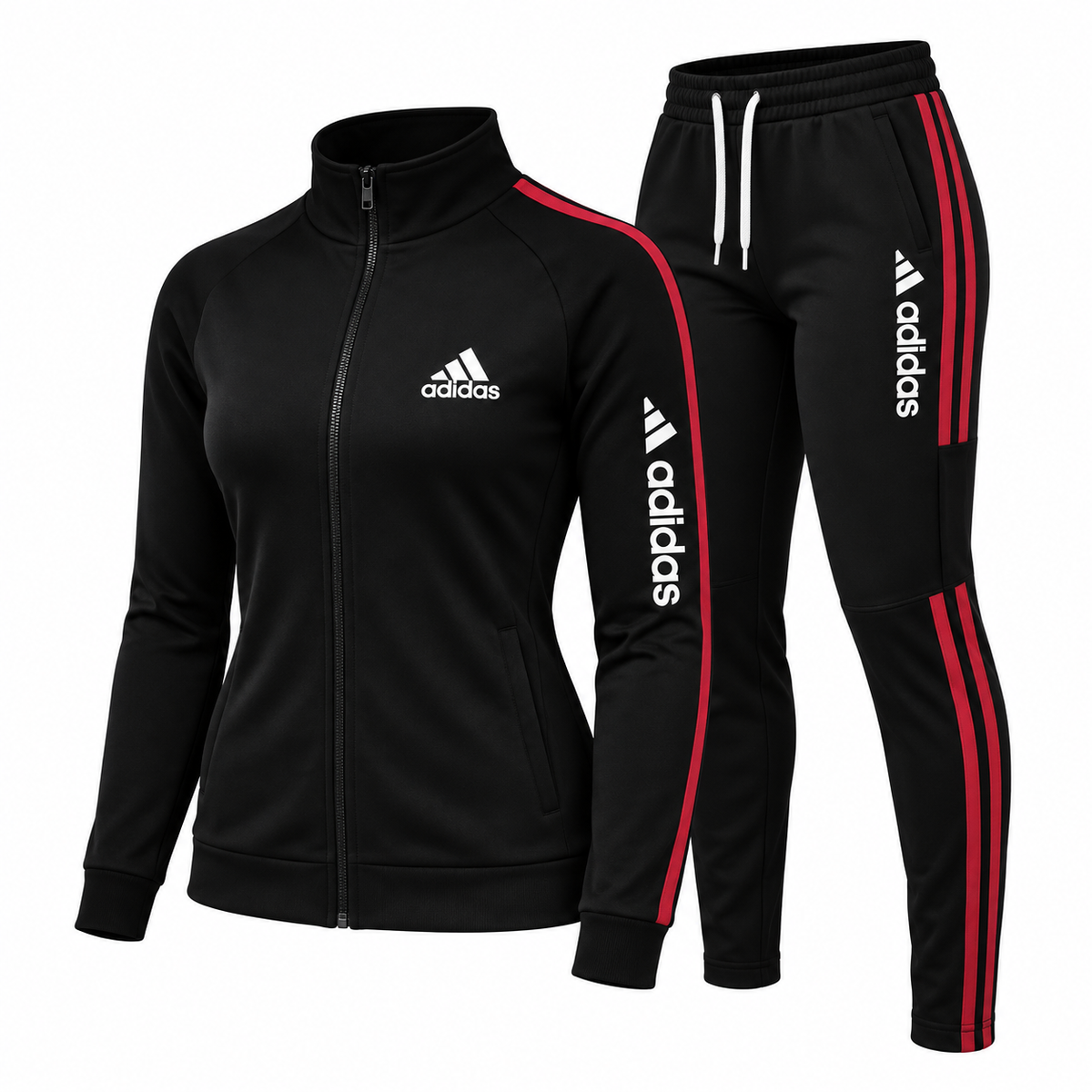 Ensemble d'Entraînement avec Zip et Rayures Contrastées pour Femme