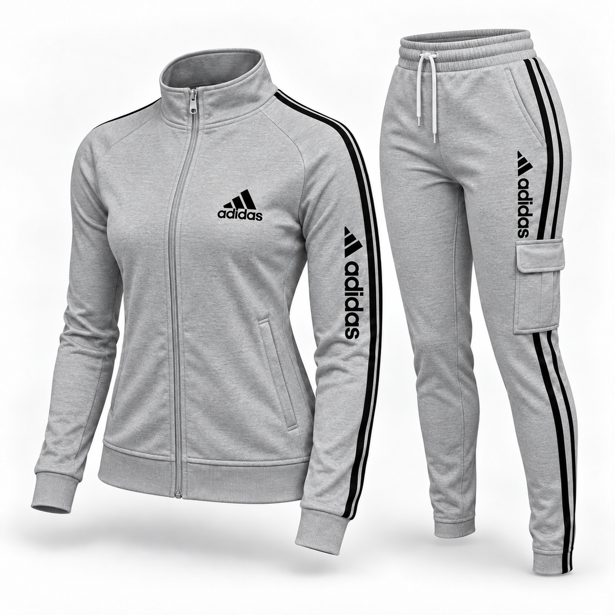 Ensemble d'Entraînement avec Zip et Rayures Contrastées pour Femme