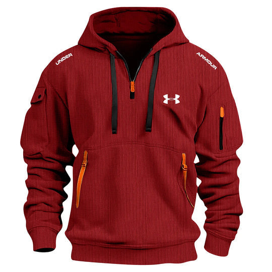 Pull à Capuche Texturé pour Homme à Mi-Zip