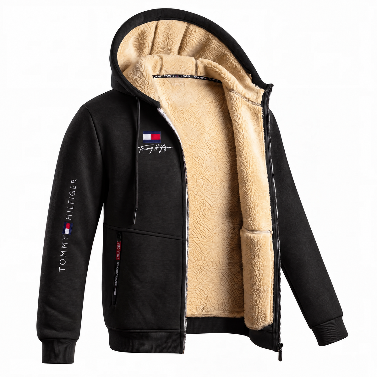 Veste à Capuche Zippée Complète avec Doublure Contrastée pour Homme