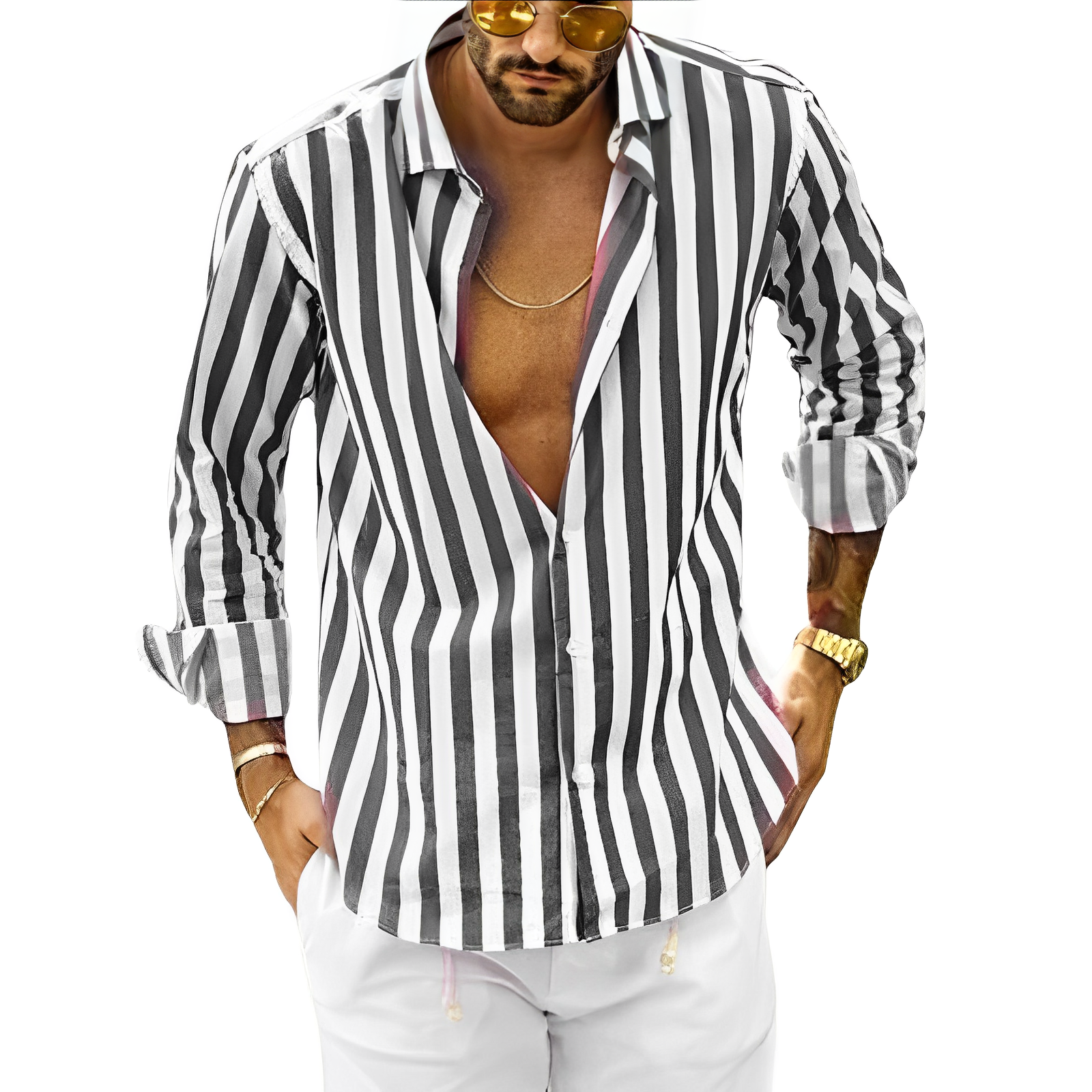 Chemise Island d'été rayée & Décontractée