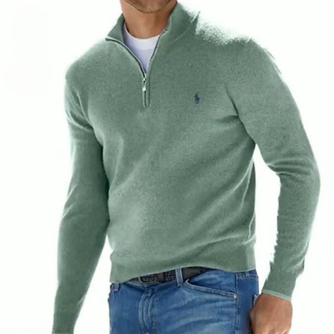 Pullover Classico da Uomo con Zip a Quarto