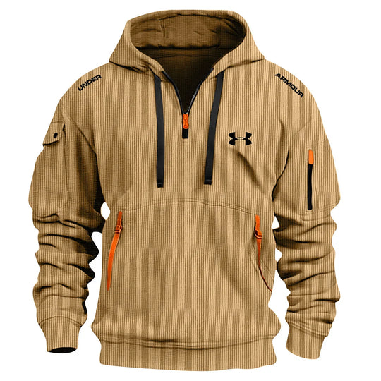 Pull à Capuche Texturé pour Homme à Mi-Zip