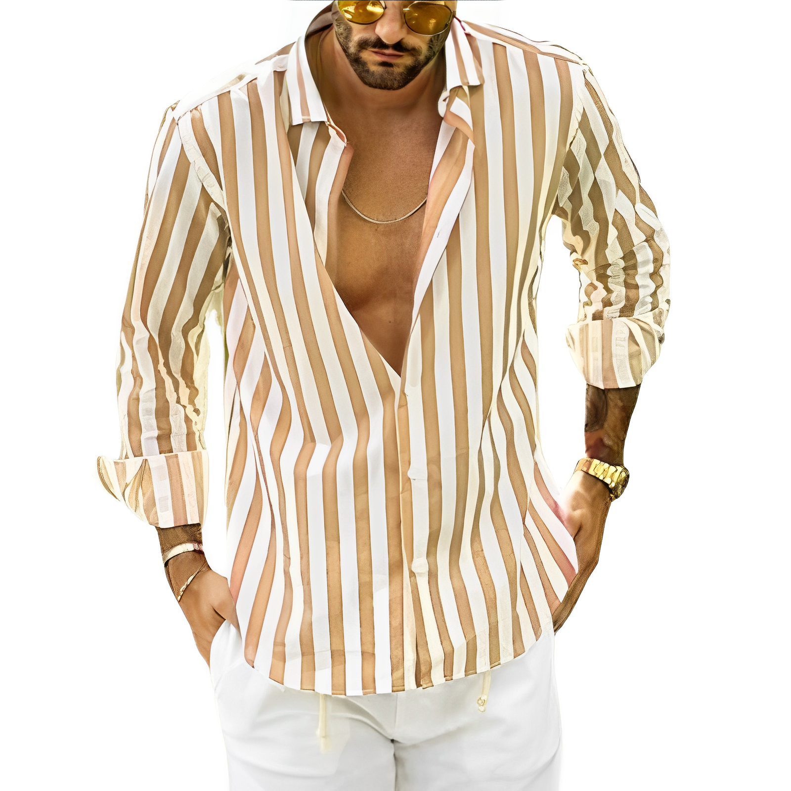 Chemise Island d'été rayée & Décontractée