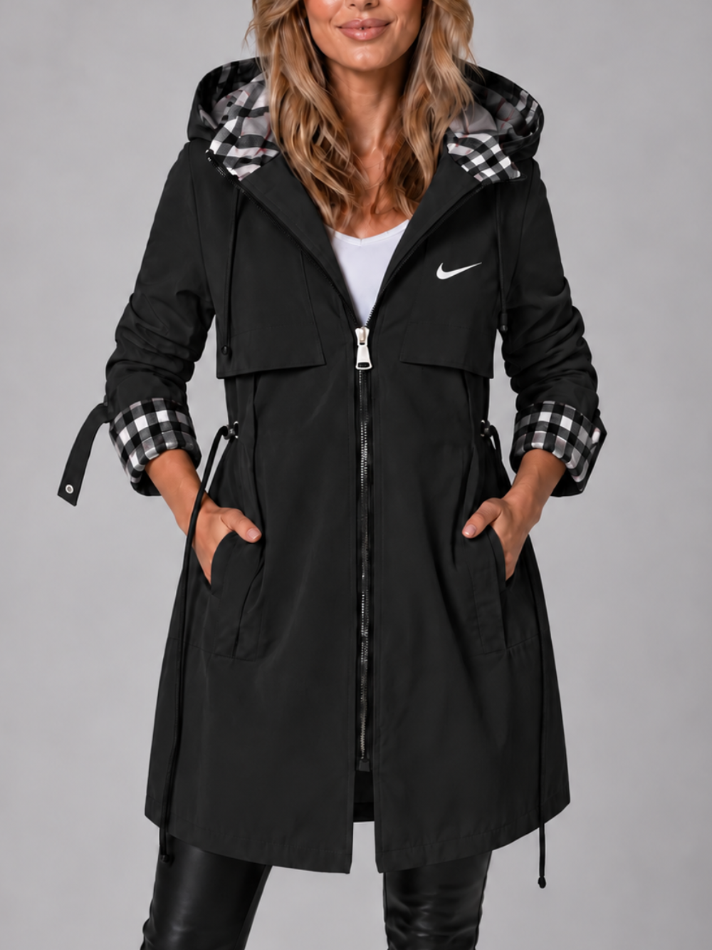 Manteau Long Femme avec Capuche et Zip