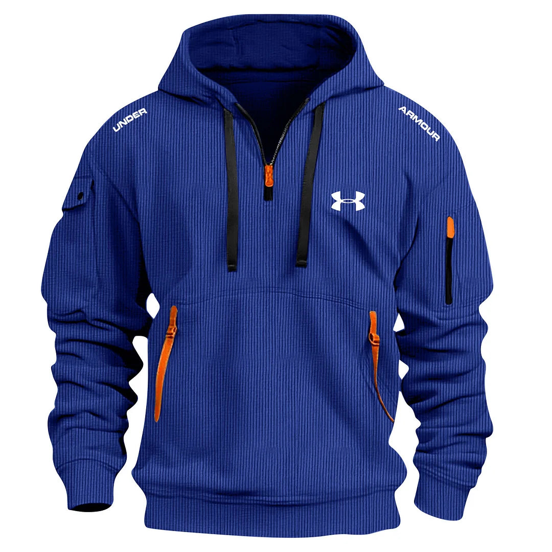 Pull à Capuche Texturé pour Homme à Mi-Zip