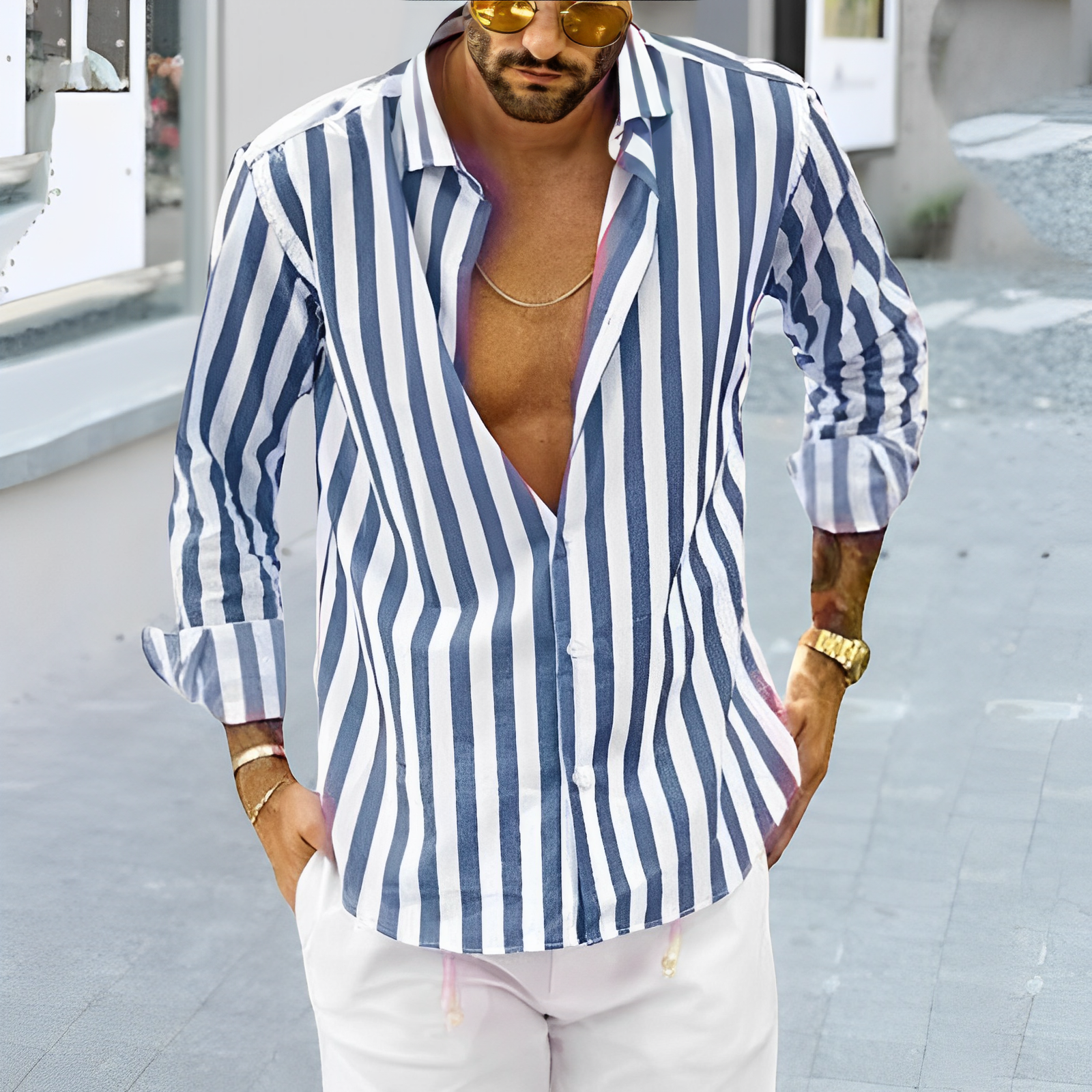 Chemise Island d'été rayée & Décontractée