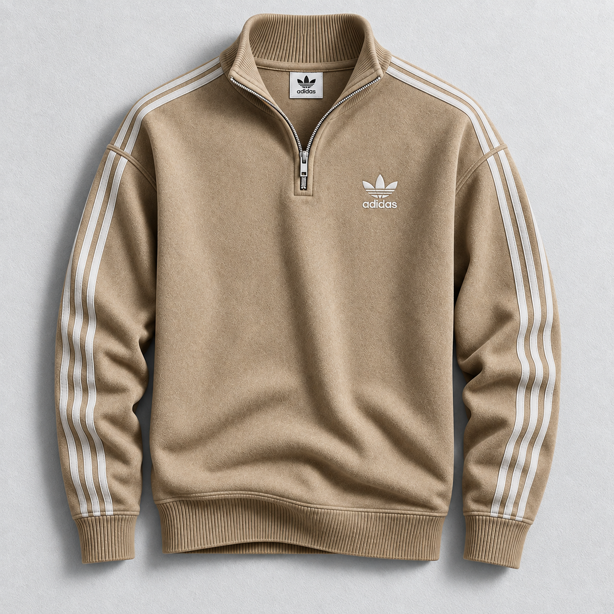 Sweat à col zippé court à trois rayures pour hommes