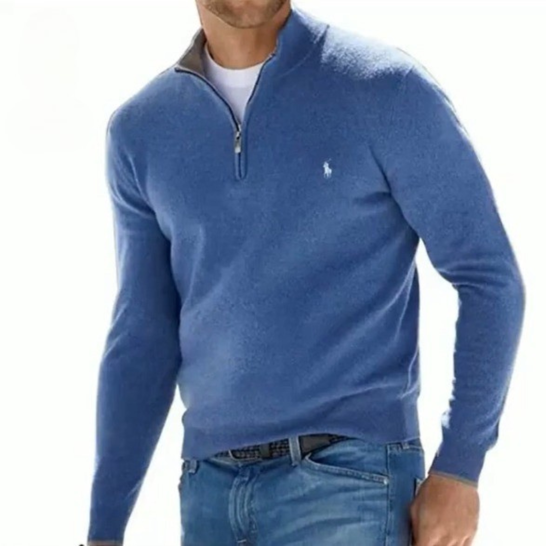 Pullover Classico da Uomo con Zip a Quarto