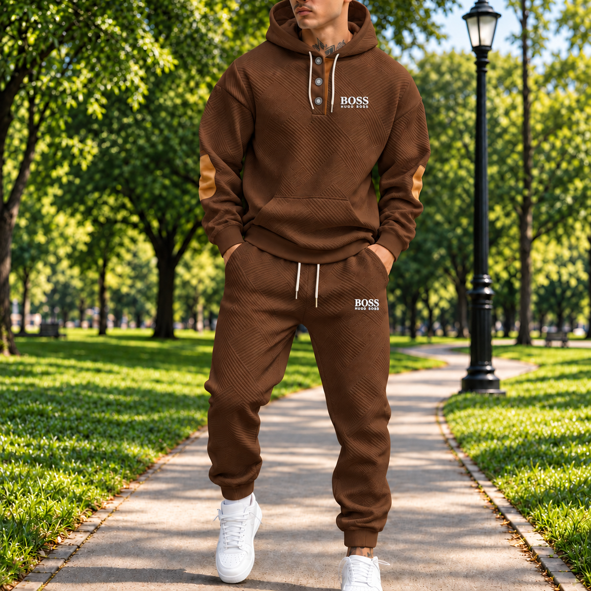 Ensemble Sportif avec Capuche à Trois Boutons pour Homme