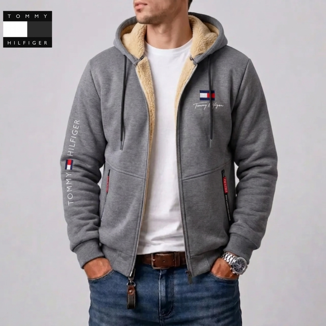 Veste à Capuche Zippée Complète avec Doublure Contrastée pour Homme