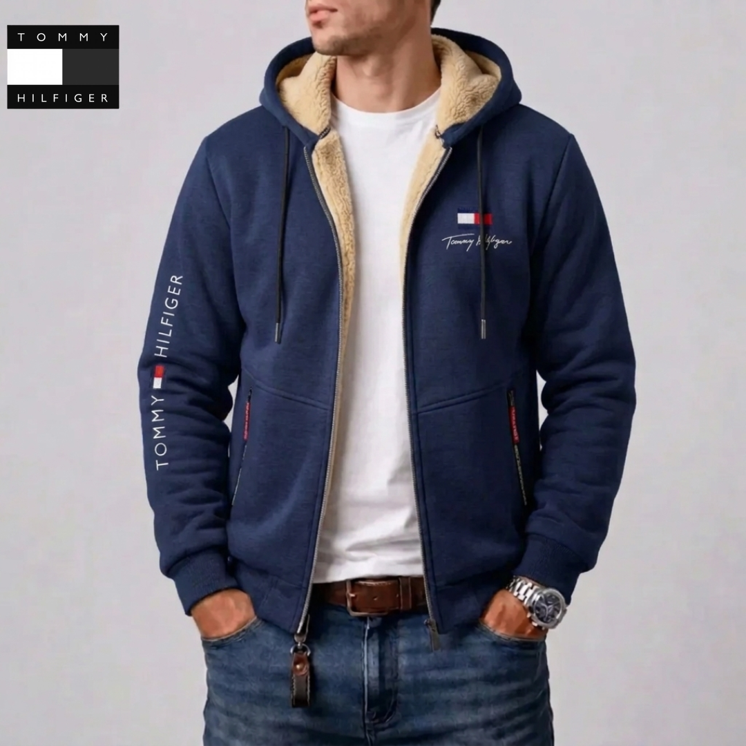 Veste à Capuche Zippée Complète avec Doublure Contrastée pour Homme