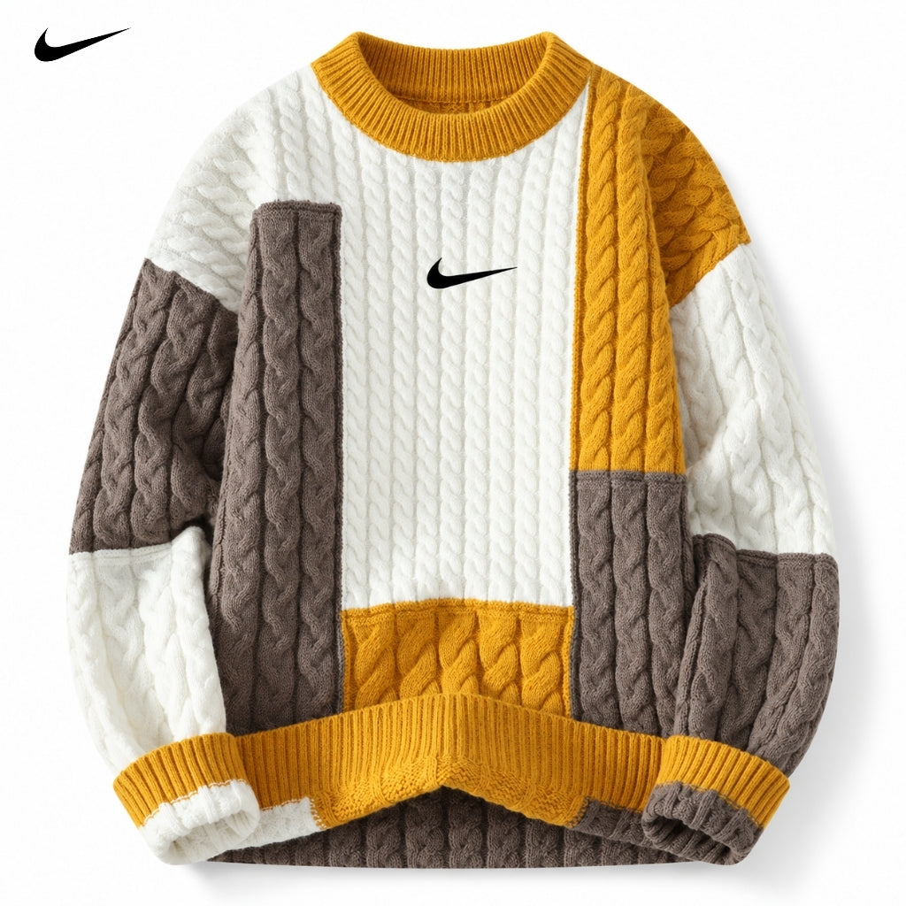Pull Col Montant avec Blocs de Couleur