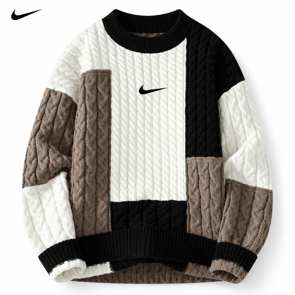 Pull Col Montant avec Blocs de Couleur