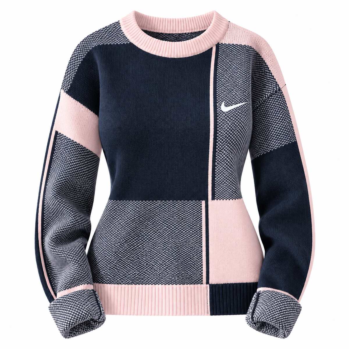 Pull en Tricot à Blocs de Couleurs Géométriques pour Femmes