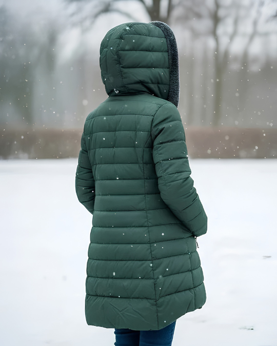 Manteau Long Matelassé avec Capuche