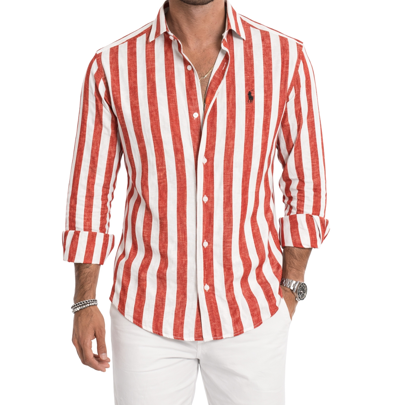 Camicia Casual a Righe Morbide — PREZZO DI LIQUIDAZIONE