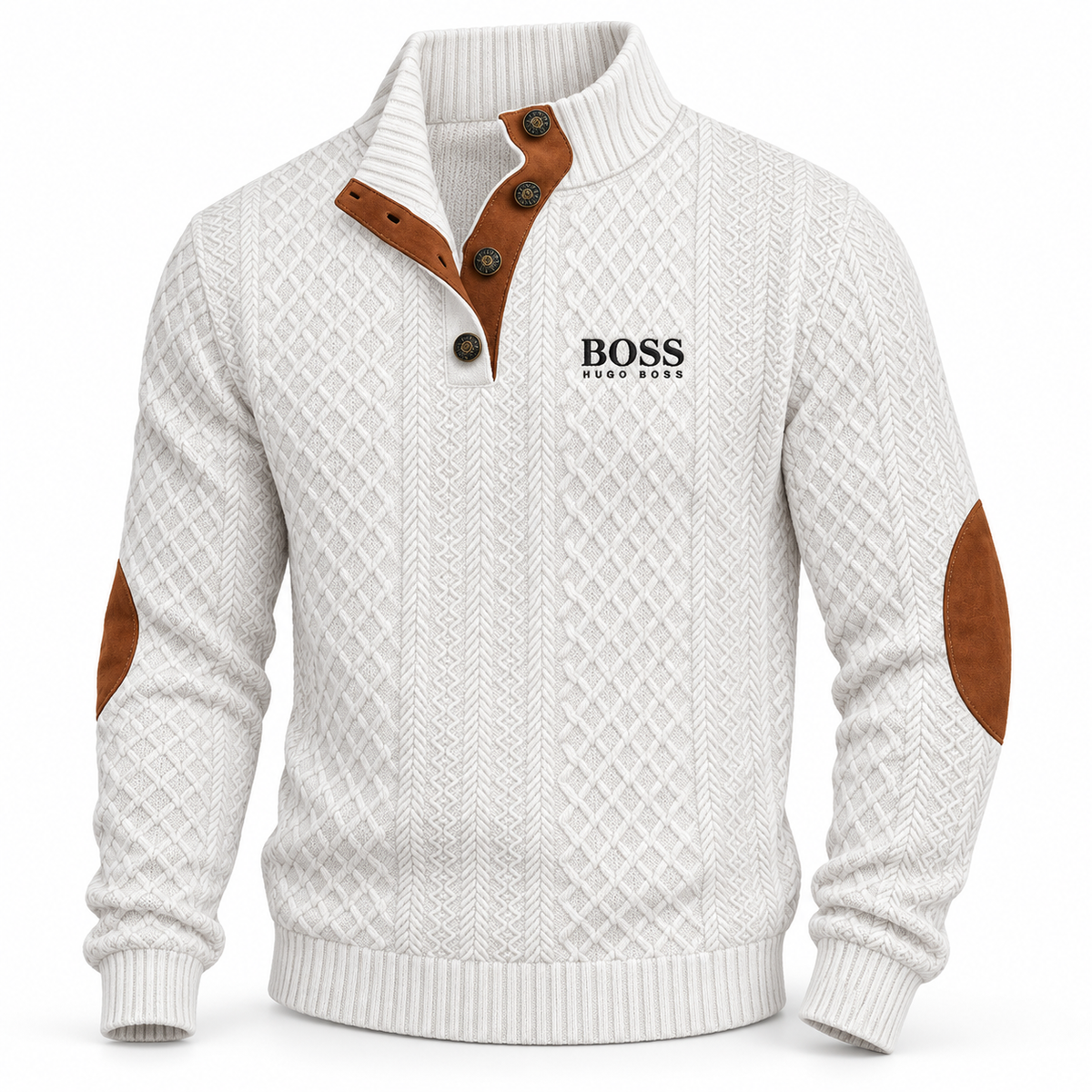 Pull Homme à Col Boutonné Texturé
