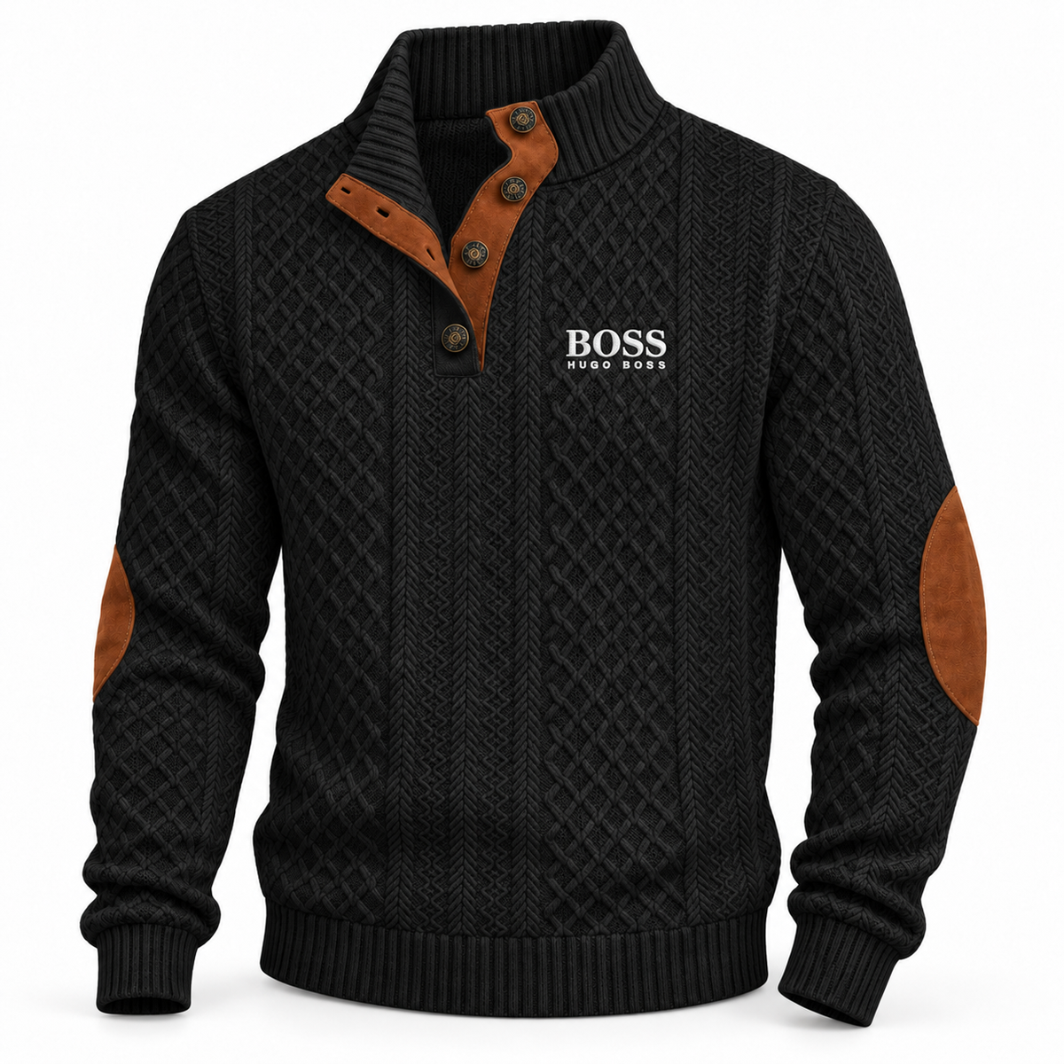 Pull Homme à Col Boutonné Texturé