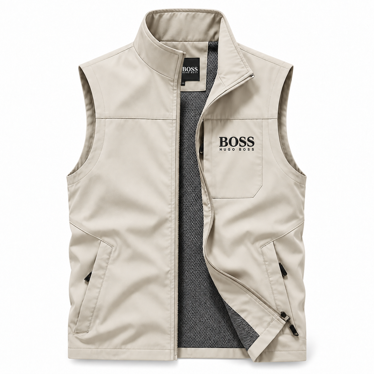 Gilet à Col Montant avec Poches Zippées pour Hommes
